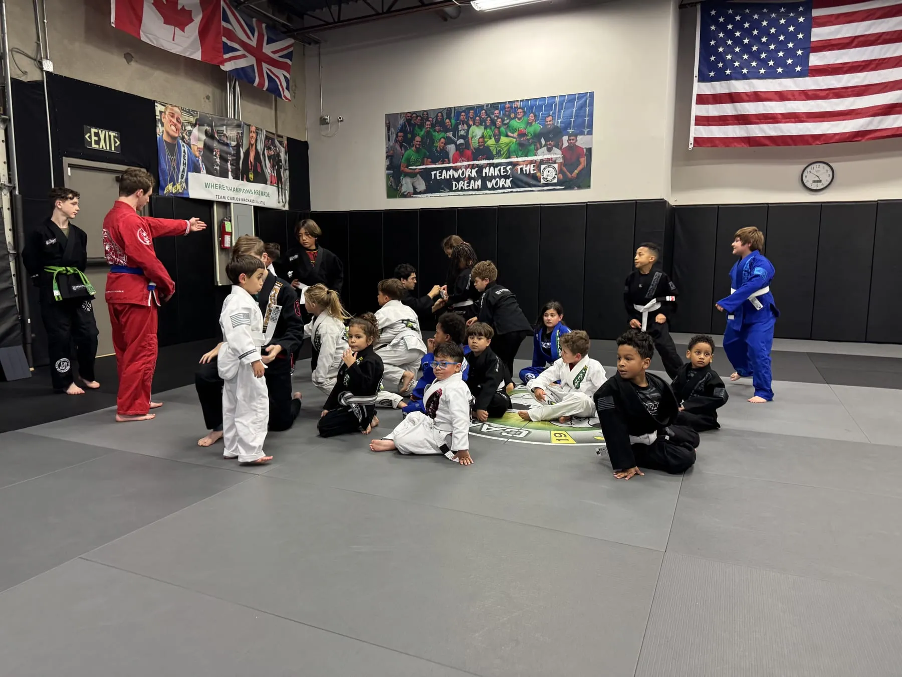 Machado Method kids together in their gis after a Brazilian Jiu-Jitsu class in Carrollton, TX